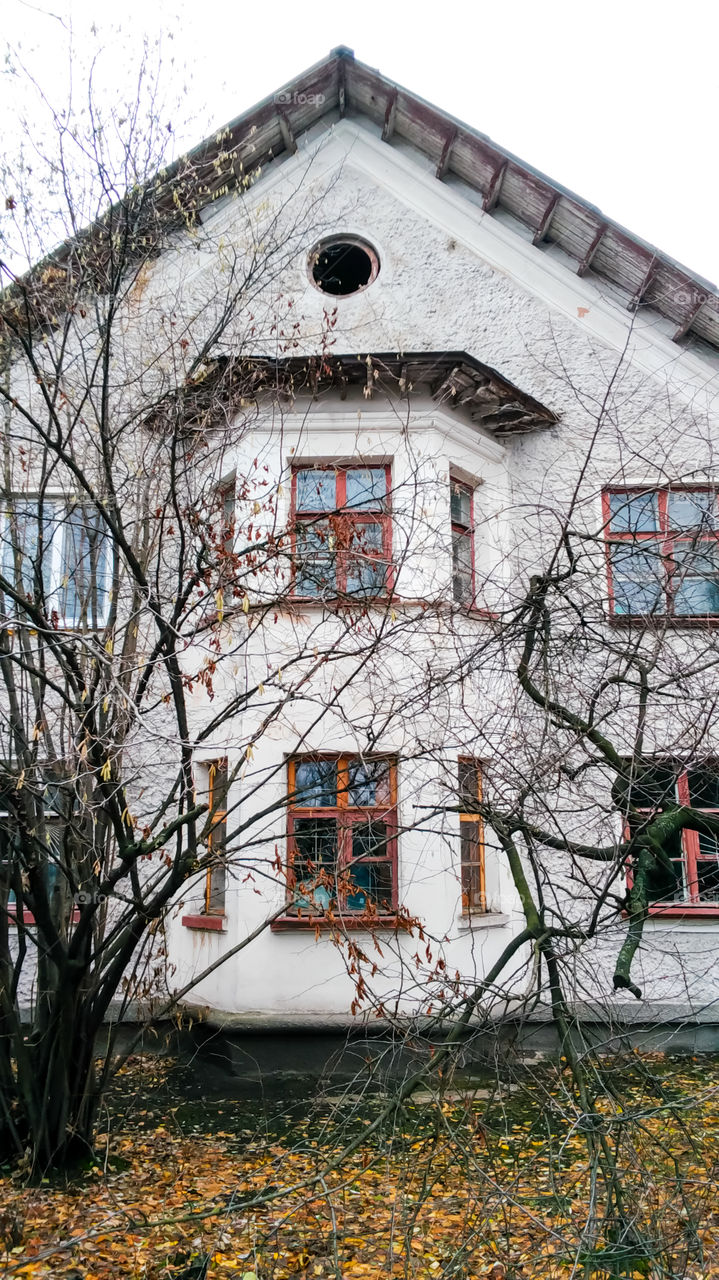 old architecture residential building in Kiev, autumn 2016