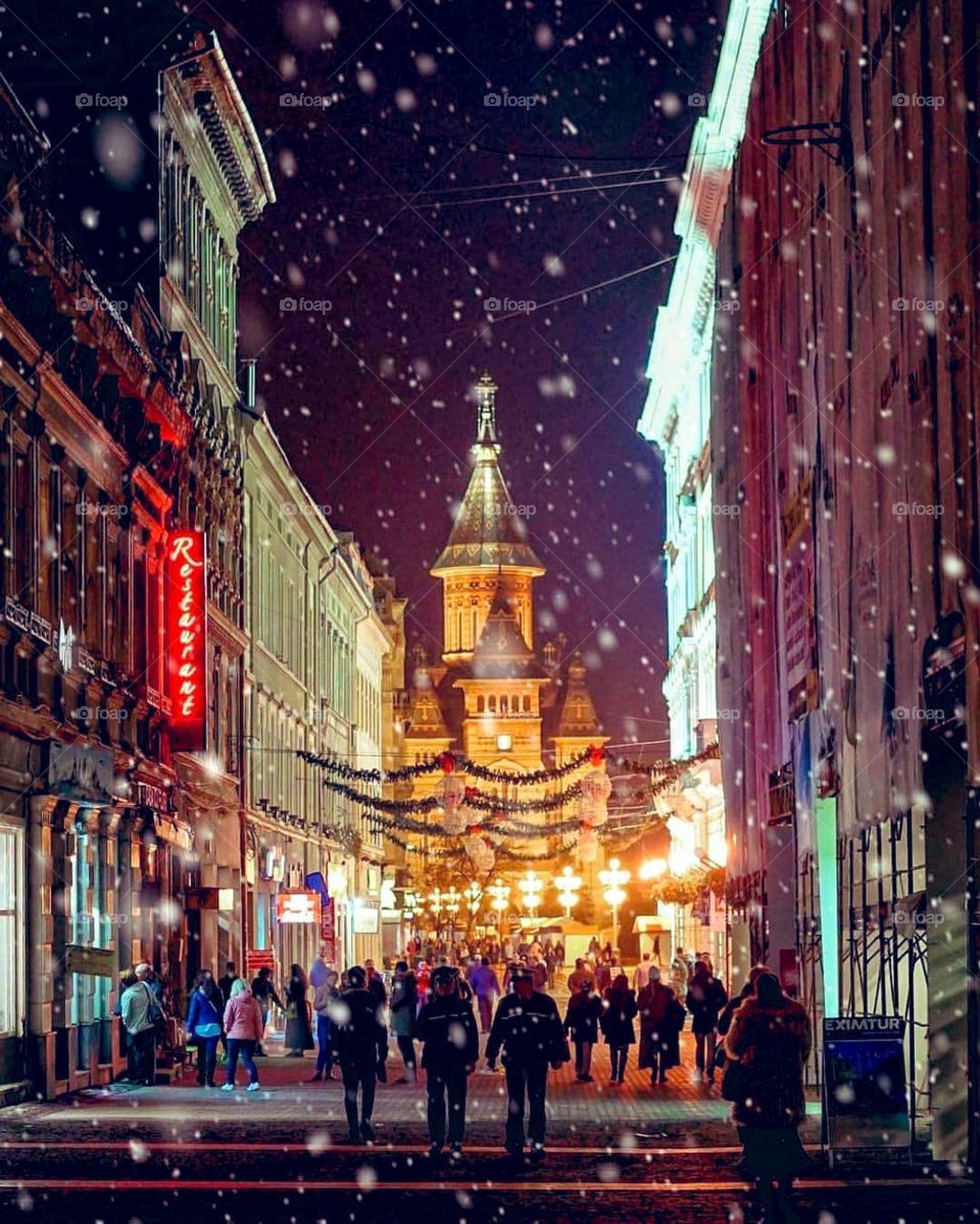 Snow night in Timişoara 