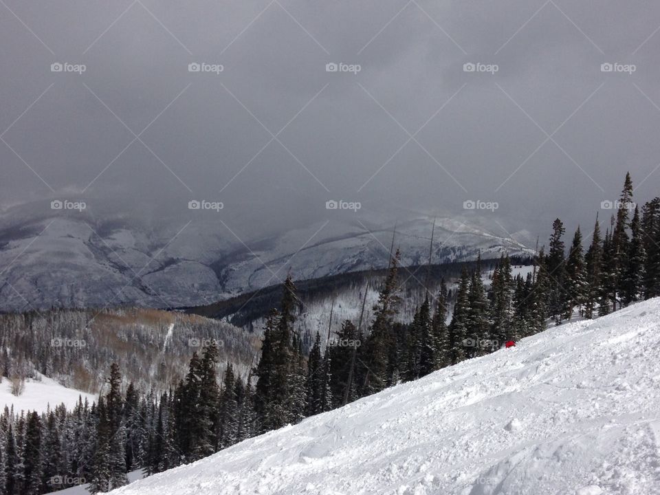 Beaver creek Colorado . From atop beaver creek Colorado while skiing on an overcast day