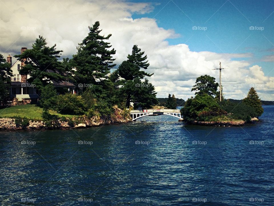 This is a picture of two connected islands in the thousand islands 