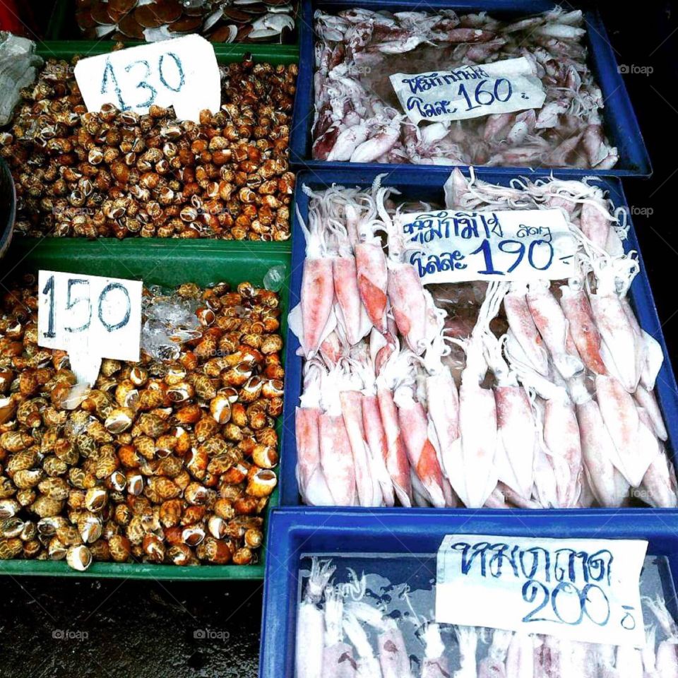 Local fish market in Chonburi,Thailand.