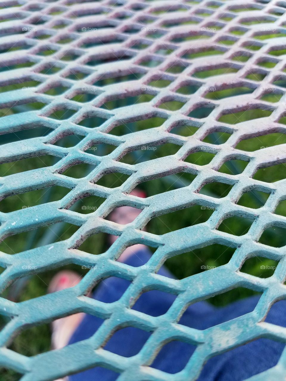close-up of texture of outdoor metal table