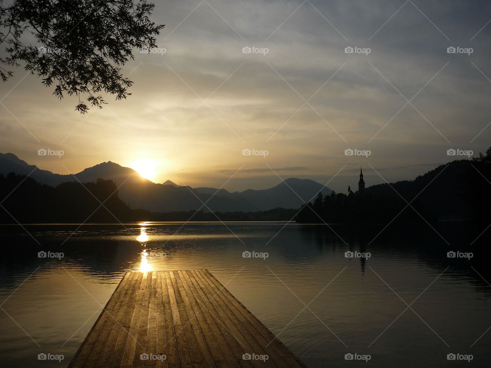 Sunrise at lake Bled