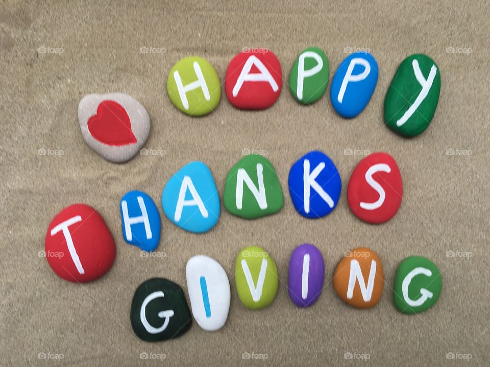 Happy Thanksgiving on colored stones
