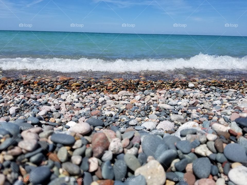 The shore of Lake Superior in Paradise, MI
