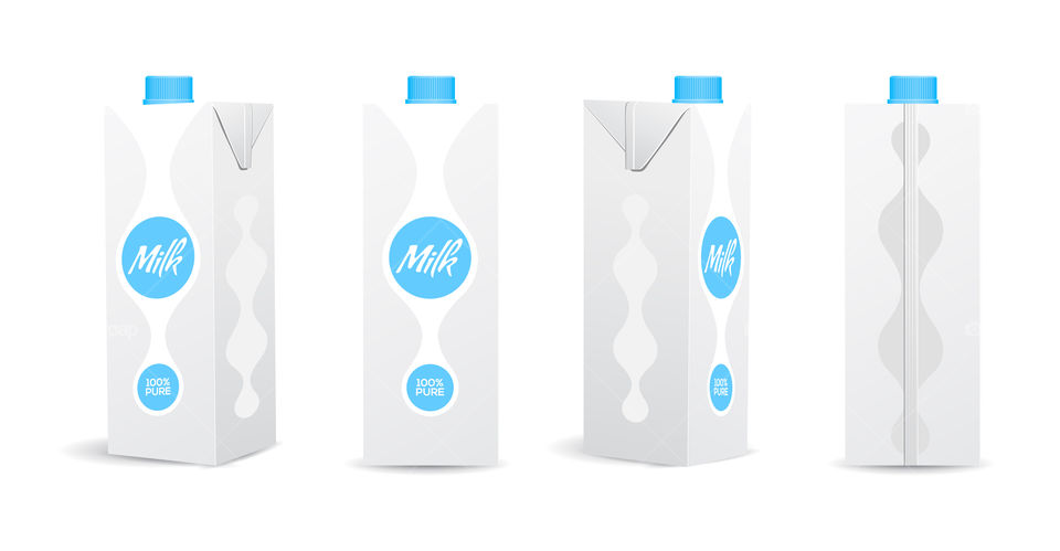 Milk packaging carton on white background