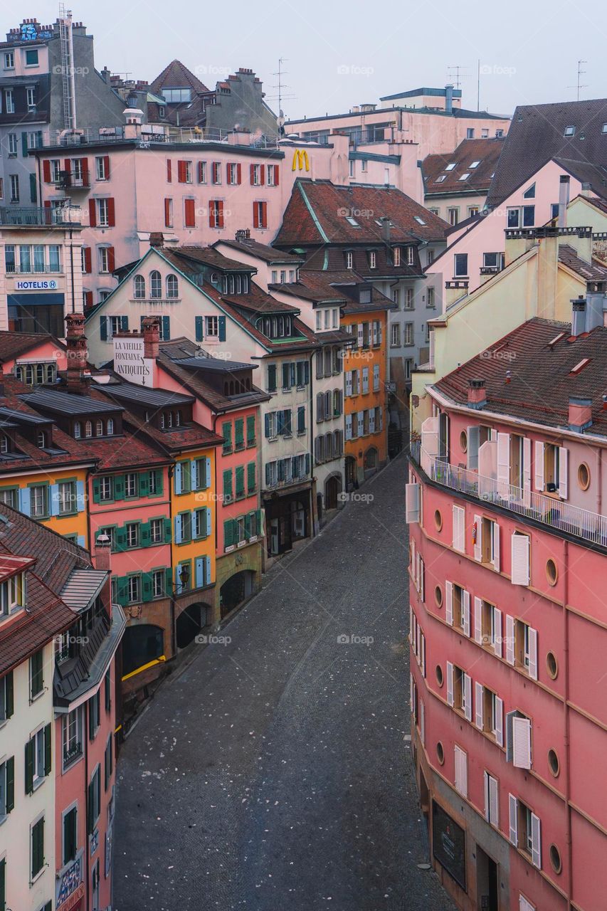Lausanne, Switzerland. Colorful street
