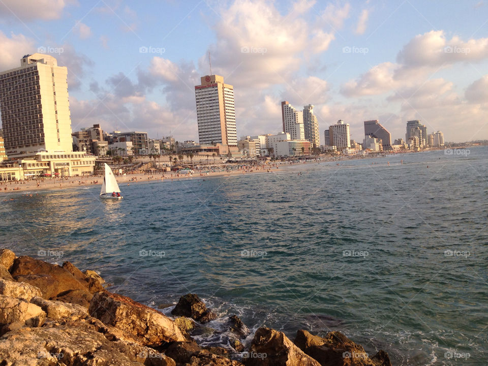 sea rocks shore israel by moments