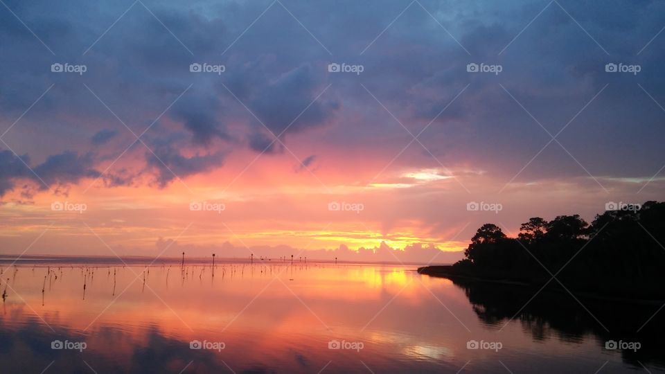 Sunset, Dawn, Water, Landscape, Evening