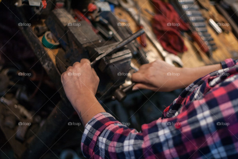 Working in the garage