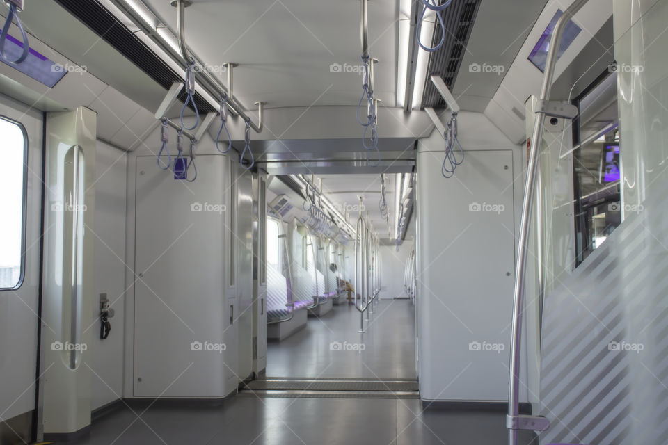 Blurry image of a passenger Subway train