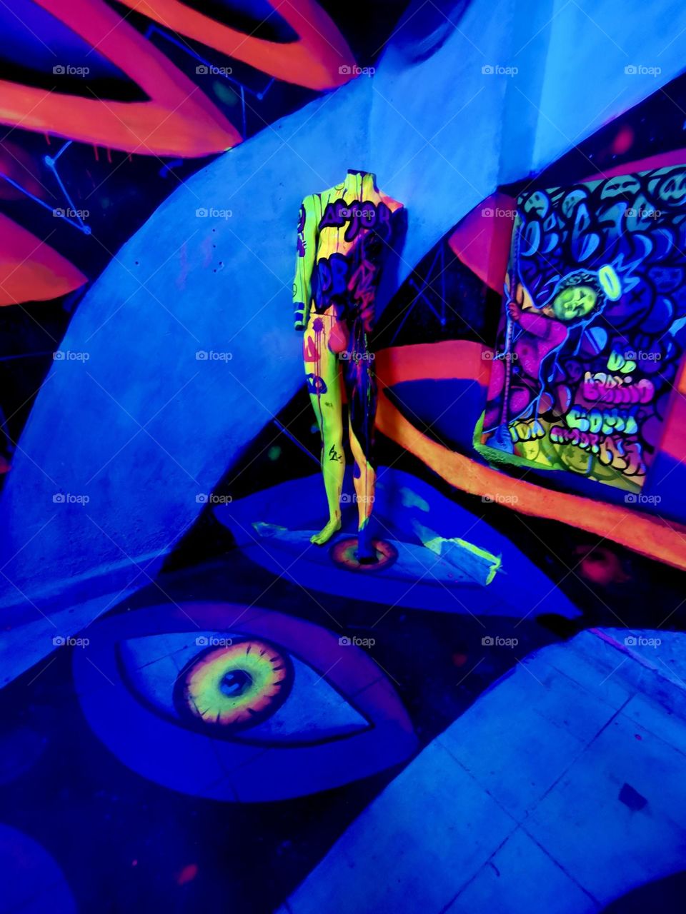 Colorful body - art street graffitied 