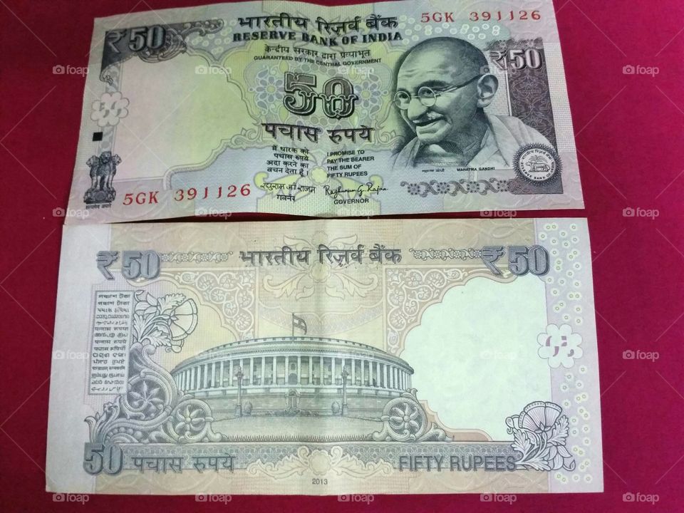 Indian currency 50 Rupees note