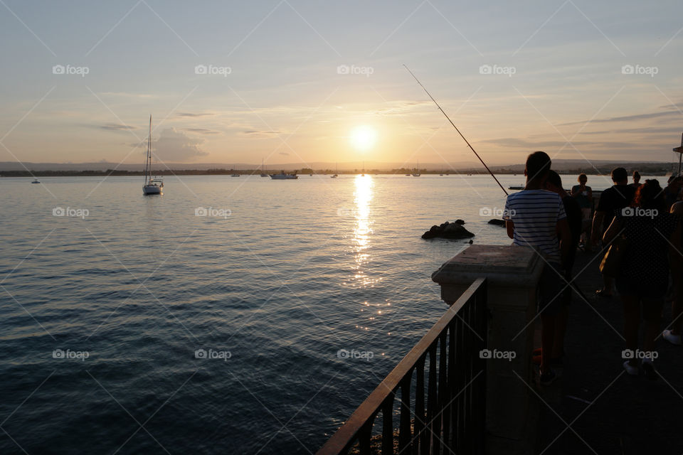 fishing sunset