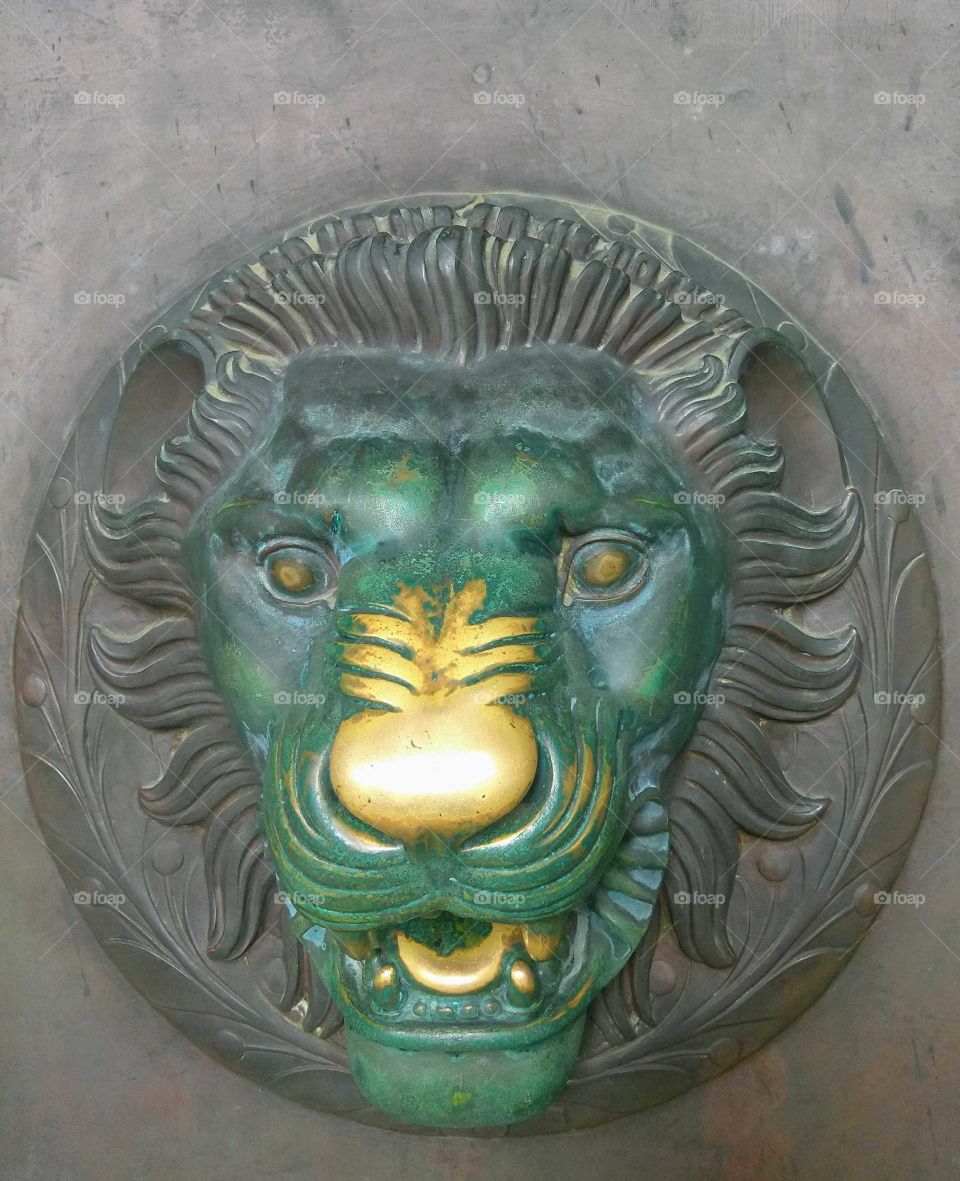 Lionhead on bronze door of the Parthenon/ Nashville, TN