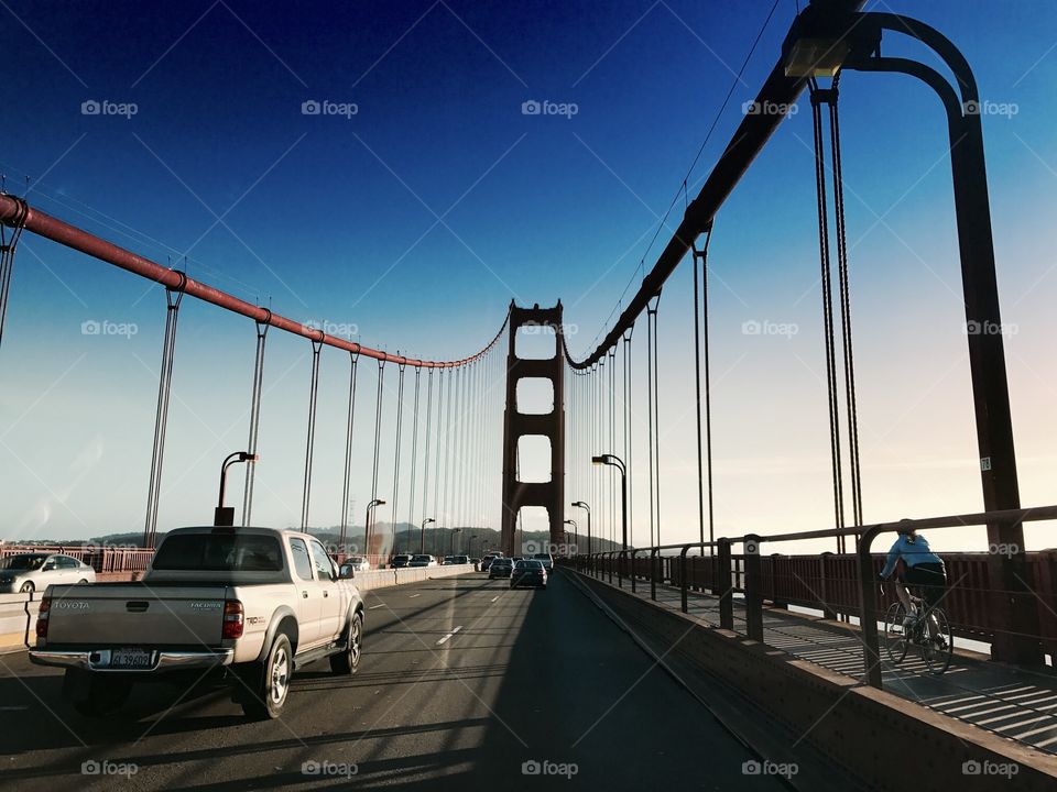 Riding back to San Francisco, on the Golden Gate Bridge 