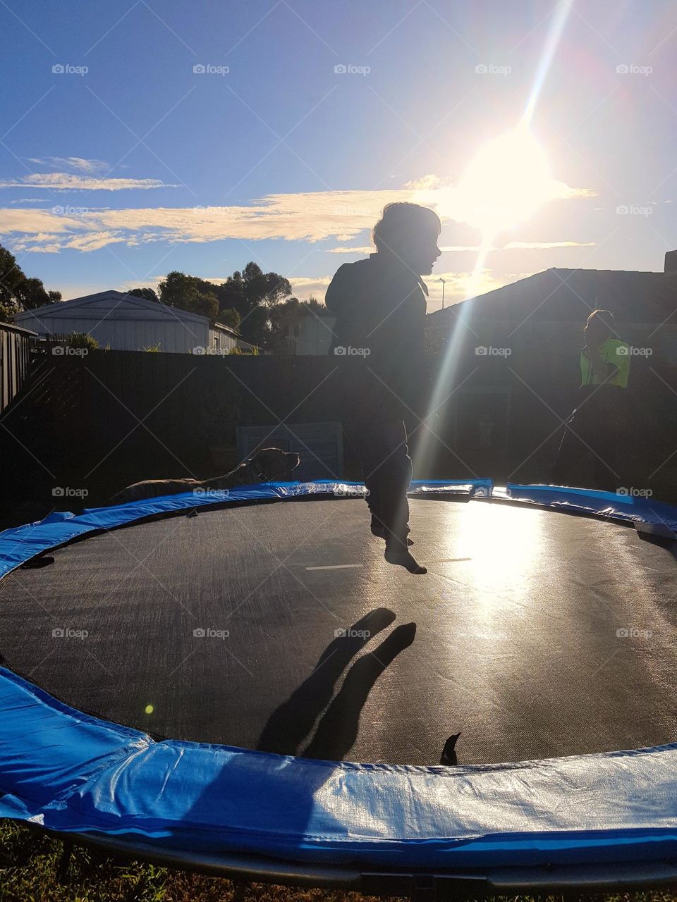 Jumping for joy on a summer night