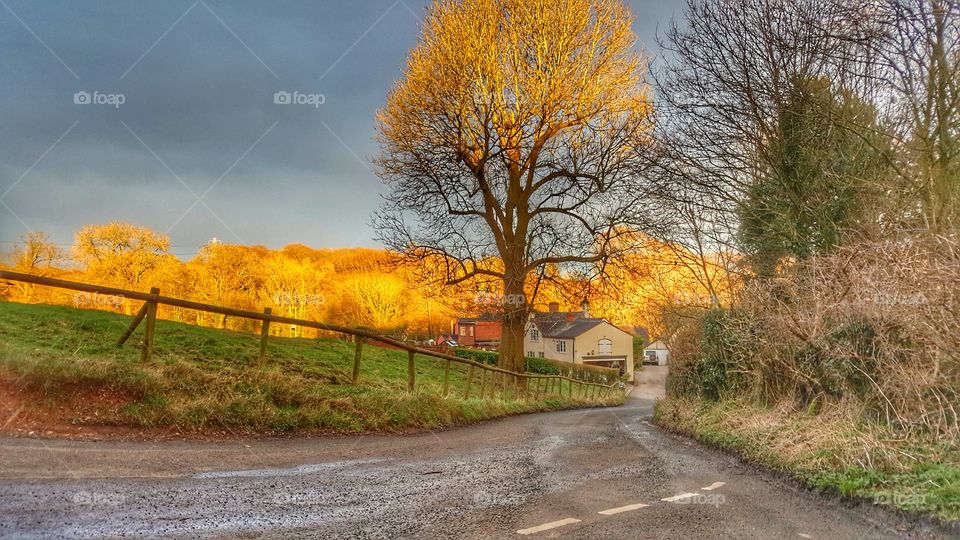 Golden sun on a stormy afternoon