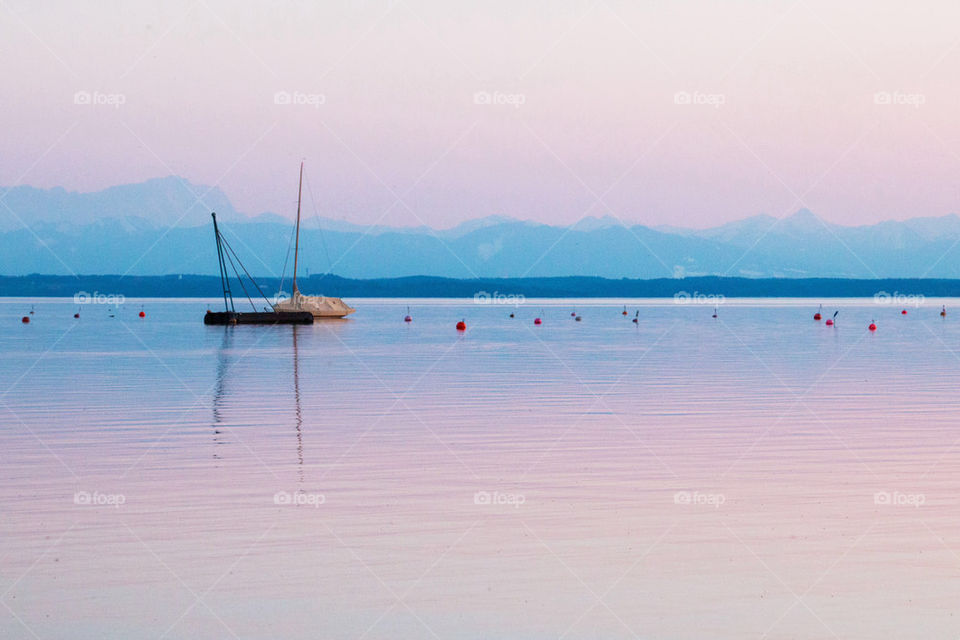 Pink and blue lake starnberg 