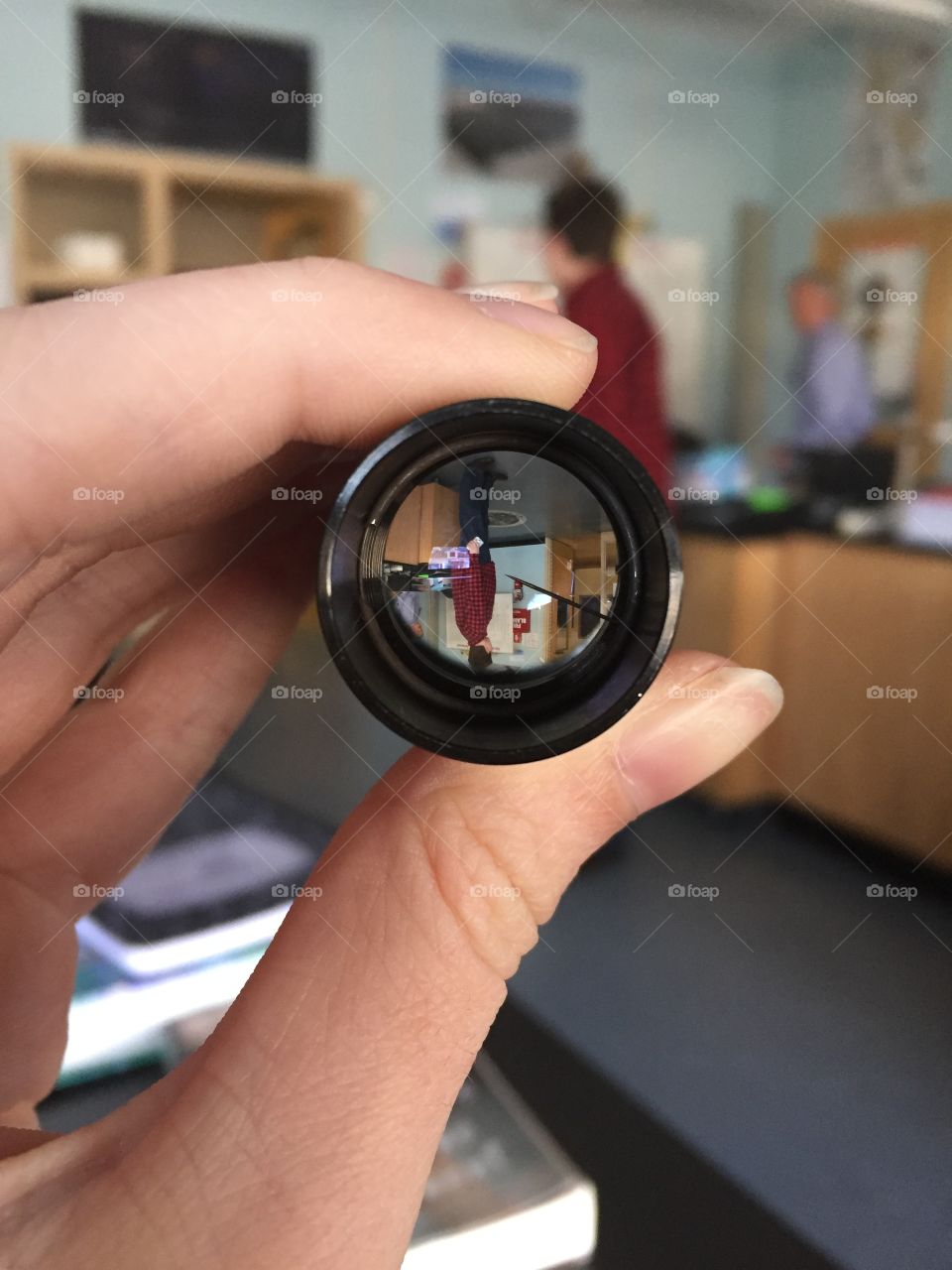 science class observing through a lens 