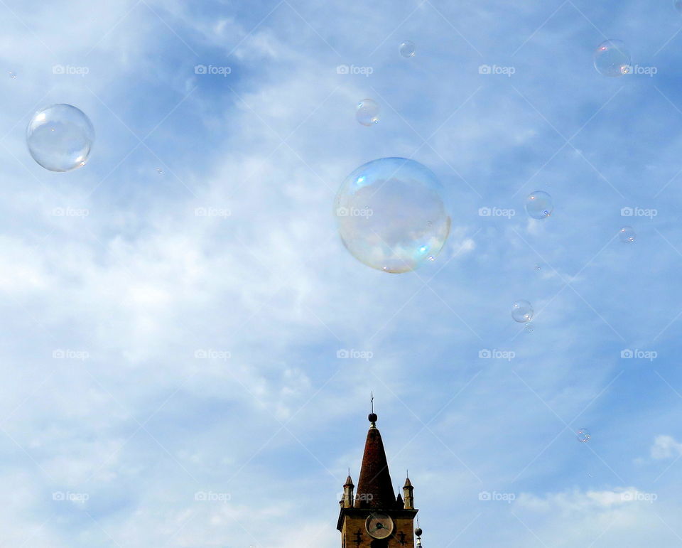 bubble in the sky over the church