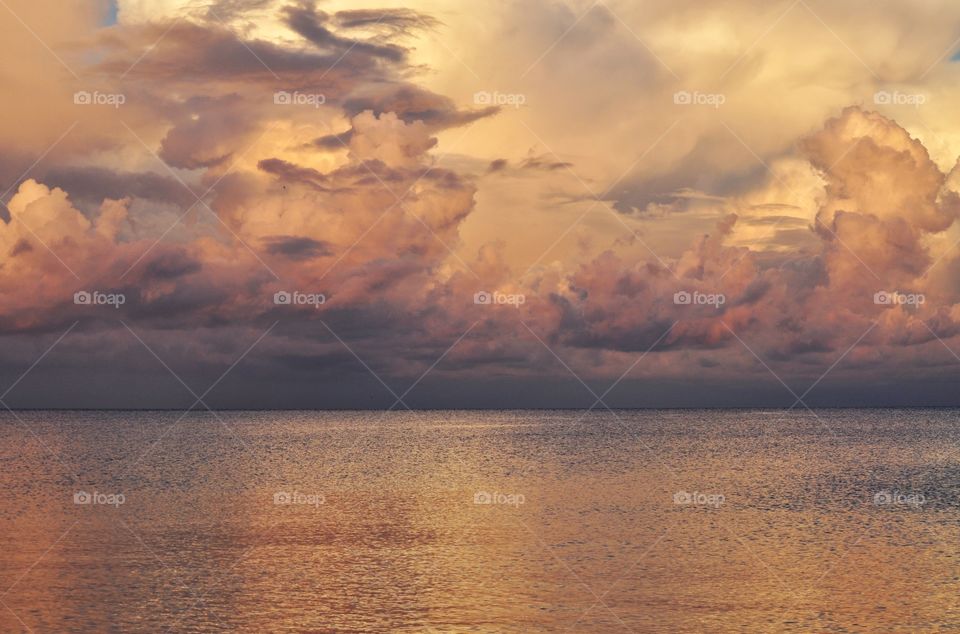 dramatic cloudy sunset over the baltic sea in poland