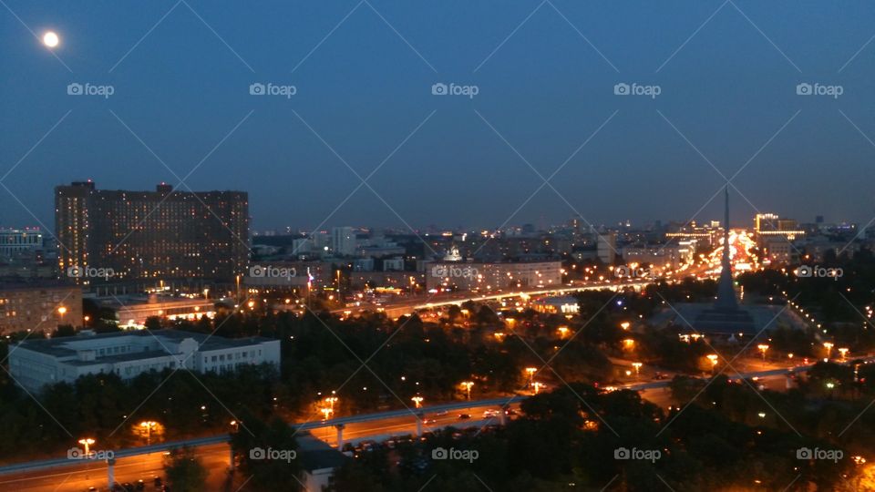Evening Moscow . This picture was taken from the Ferris wheel in Moscow. 
