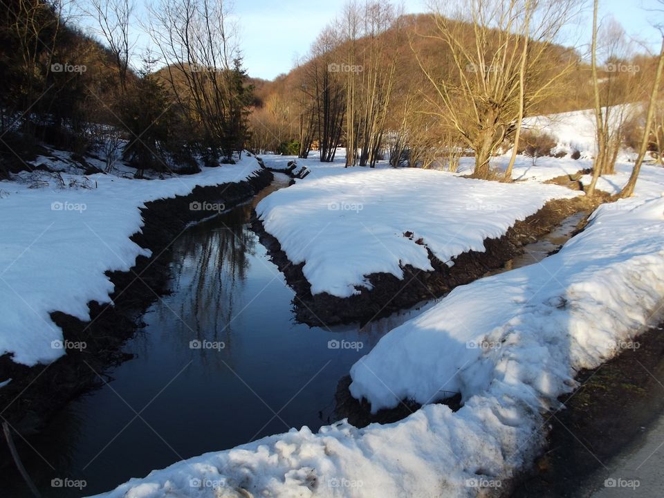 River in winter. 
