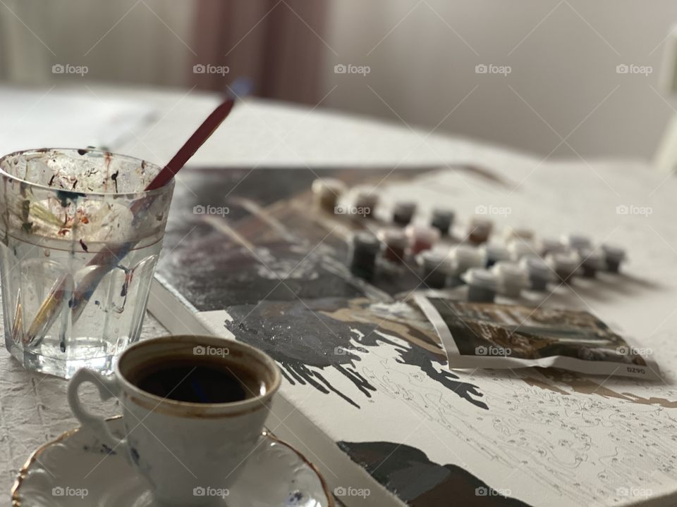 A coffee, a paint a love 