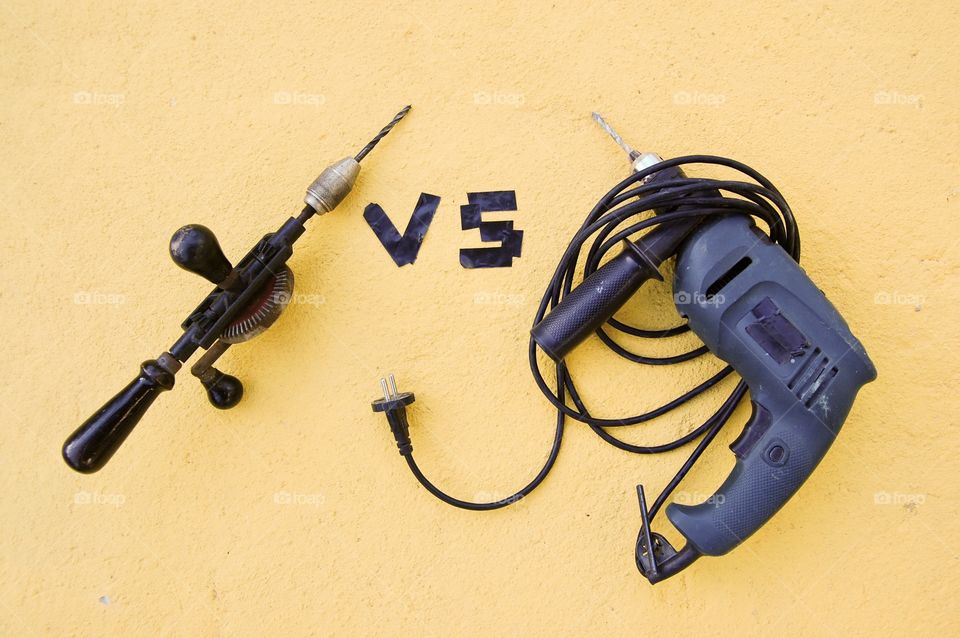 Hand drill versus electric drill
