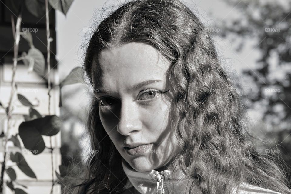 girl beautiful portrait close up black and white photography