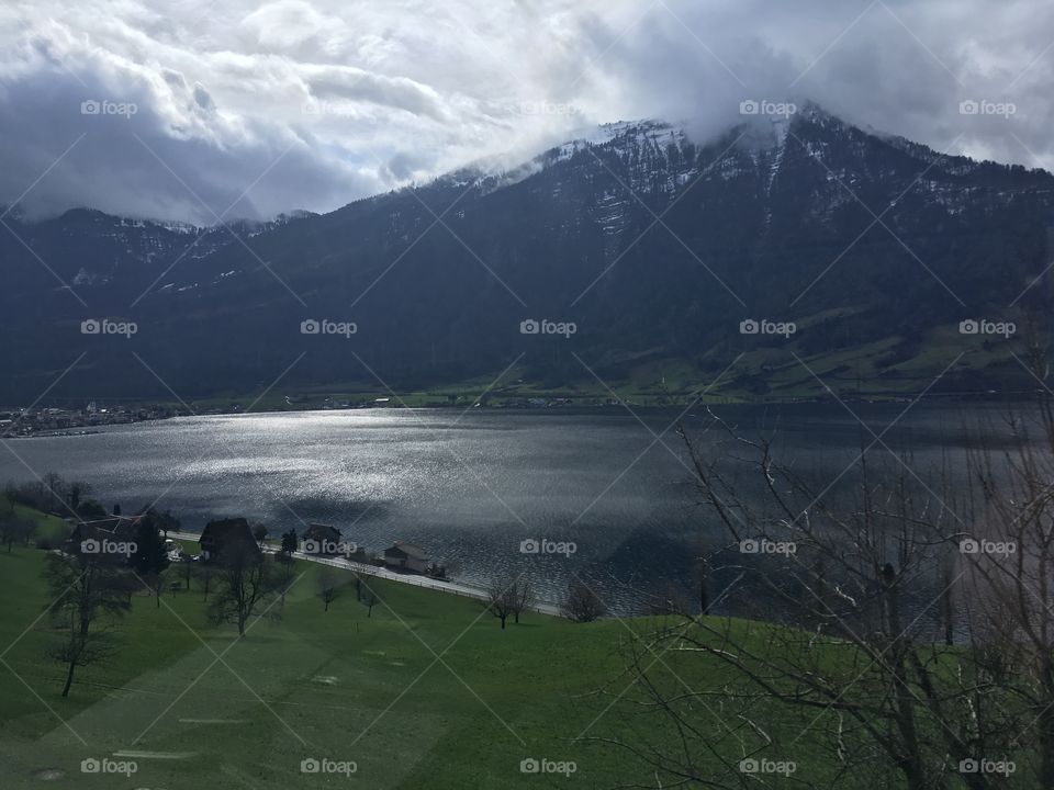 Swiss Alps from a Train