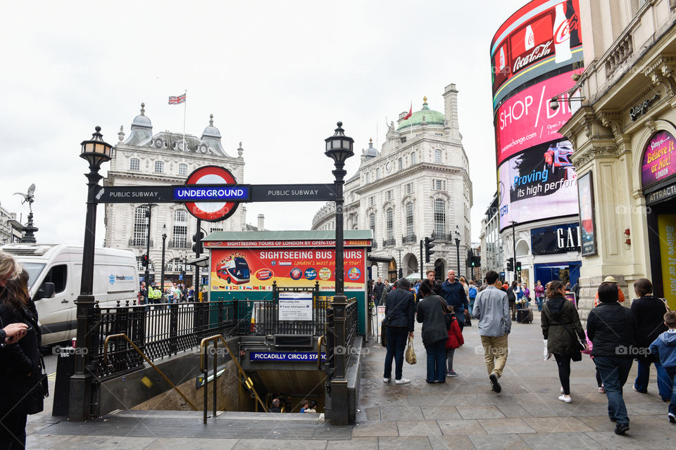 Subway station at Piccadilly Circus in London.