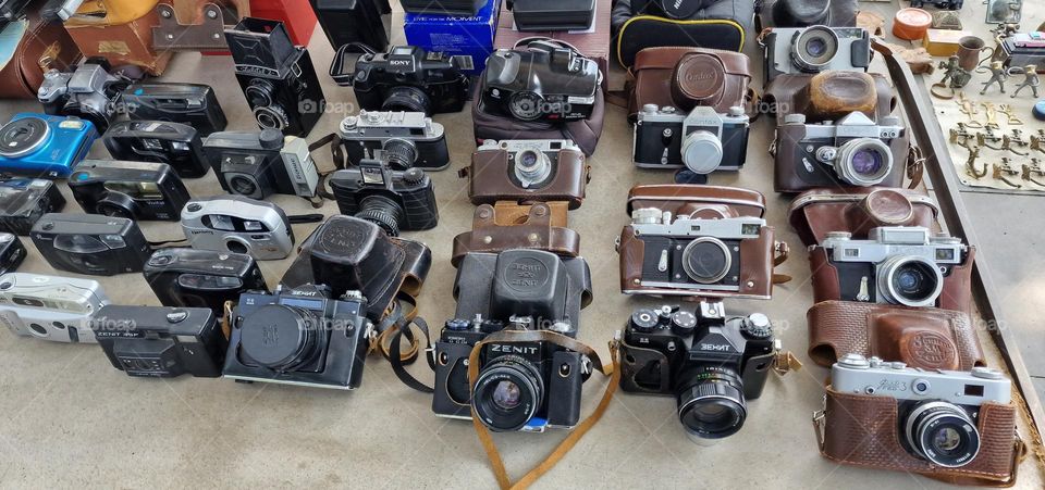 Old cameras at fleamarket in Tbilisi, Georgia.