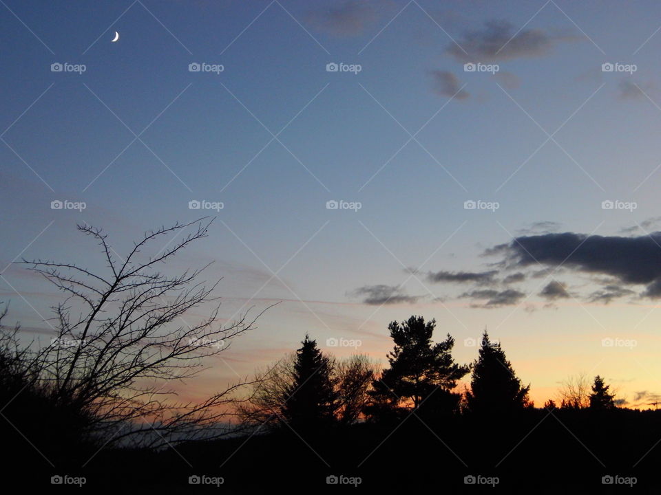 sky in the evening and moon