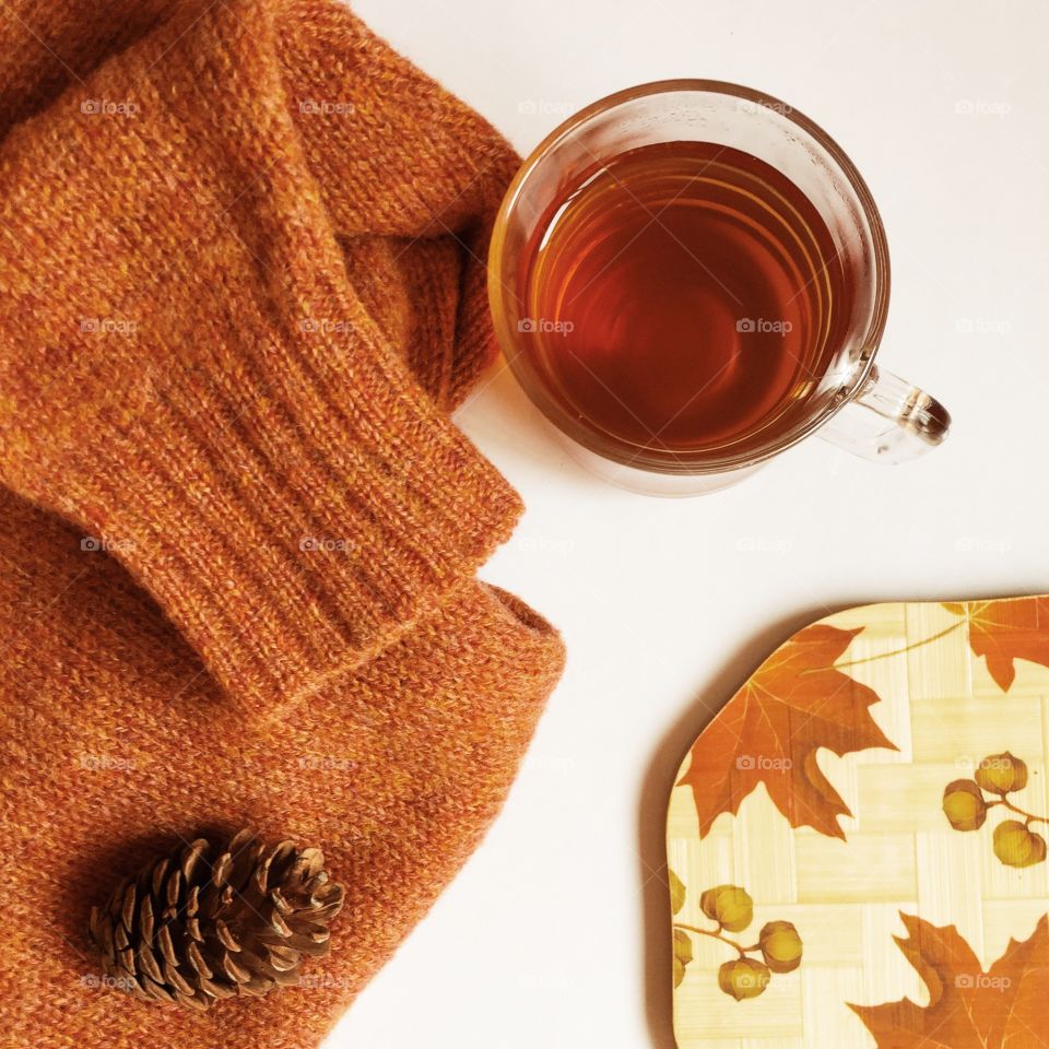 Hot tea with sweater 