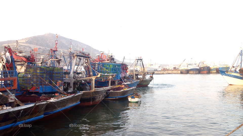 Crane ship at harbor