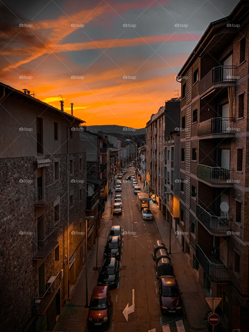 High angle view of a street