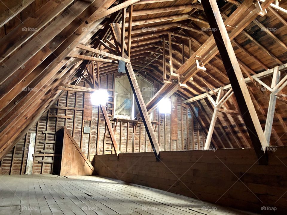 Hayloft in the old wooden barn.