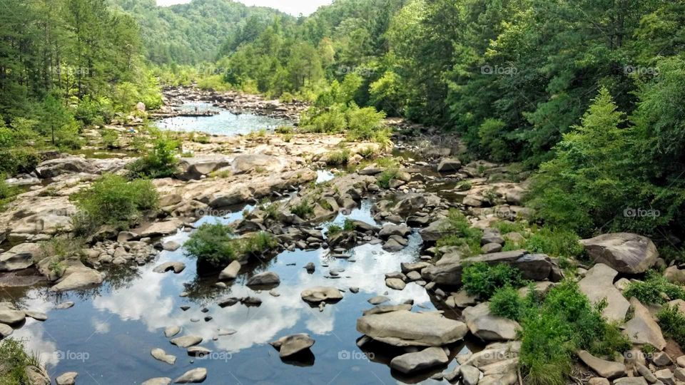 clouds reflection rocks Beautiful trees waterhole