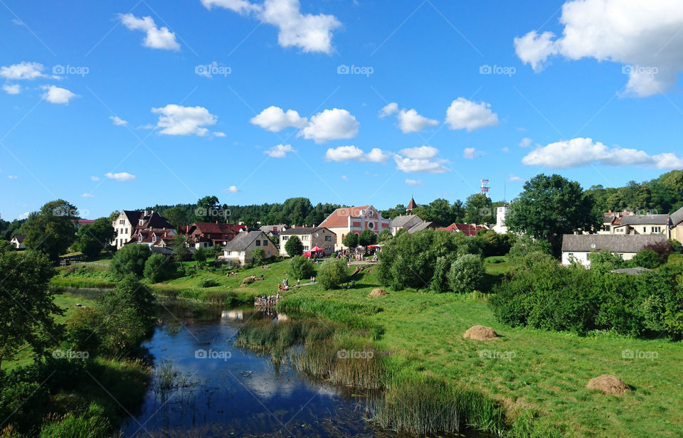 coastline of river Abava, small town Sabile