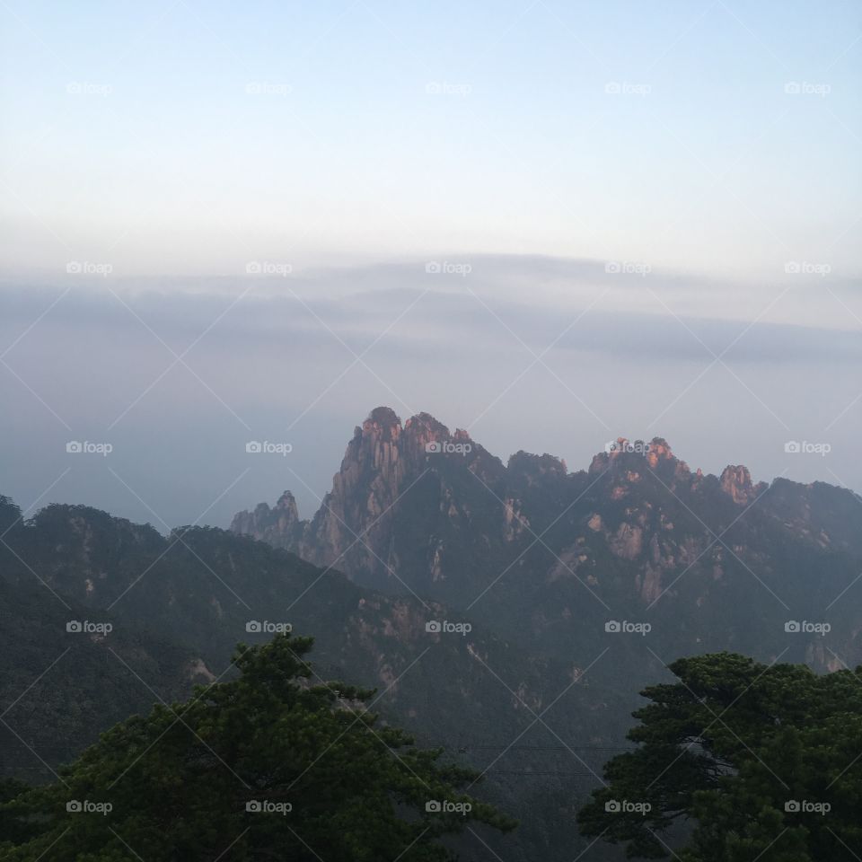 Silhouette of the Yellow Mountain range 