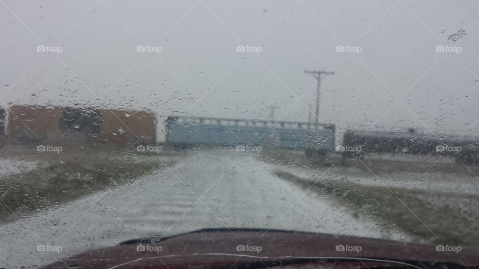 Snowy Train Crossing