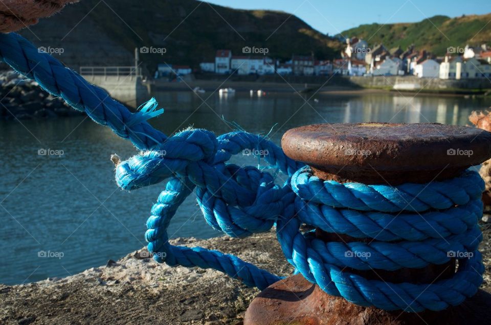 An unusual view of a pretty harbour.