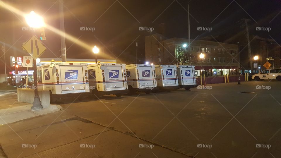 Mail truck. Mail trucks lined up