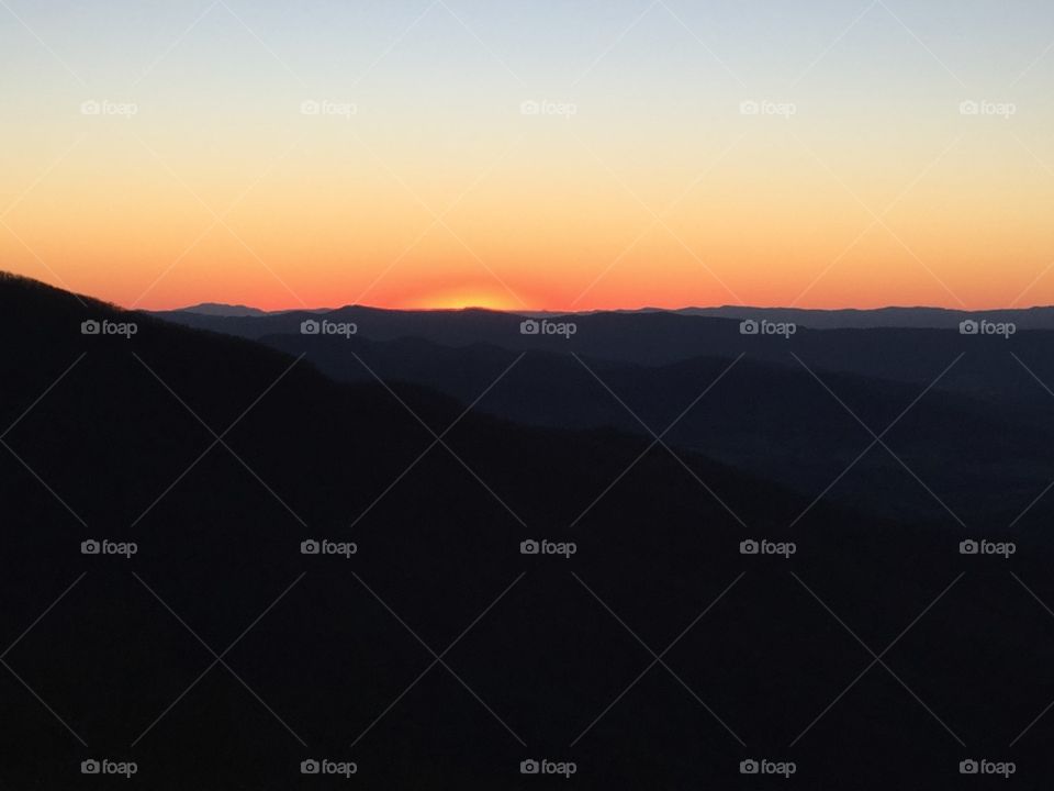 Sunset. Mountain sunset on the Blue Ridge
