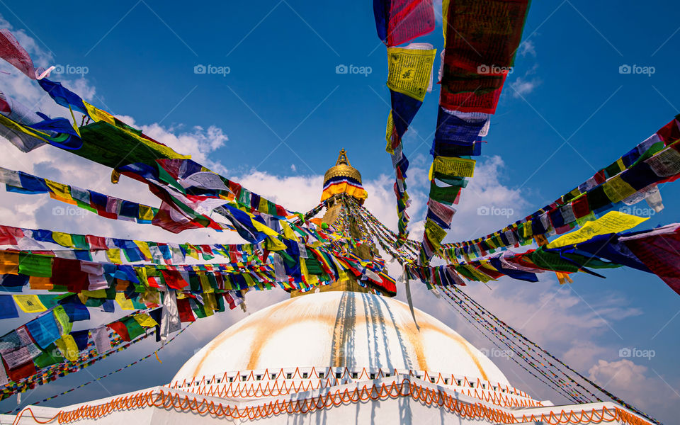 Beautiful view of Buddha stupa temple at Kathmandu 