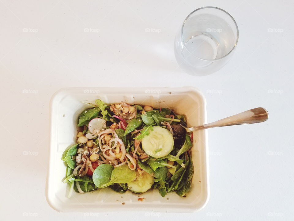 Fresh Salad with Glass of Water