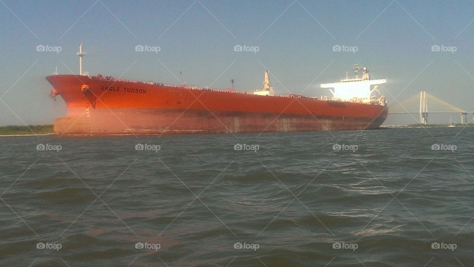 Shipping. an oil tanker in the Houston ship channel
