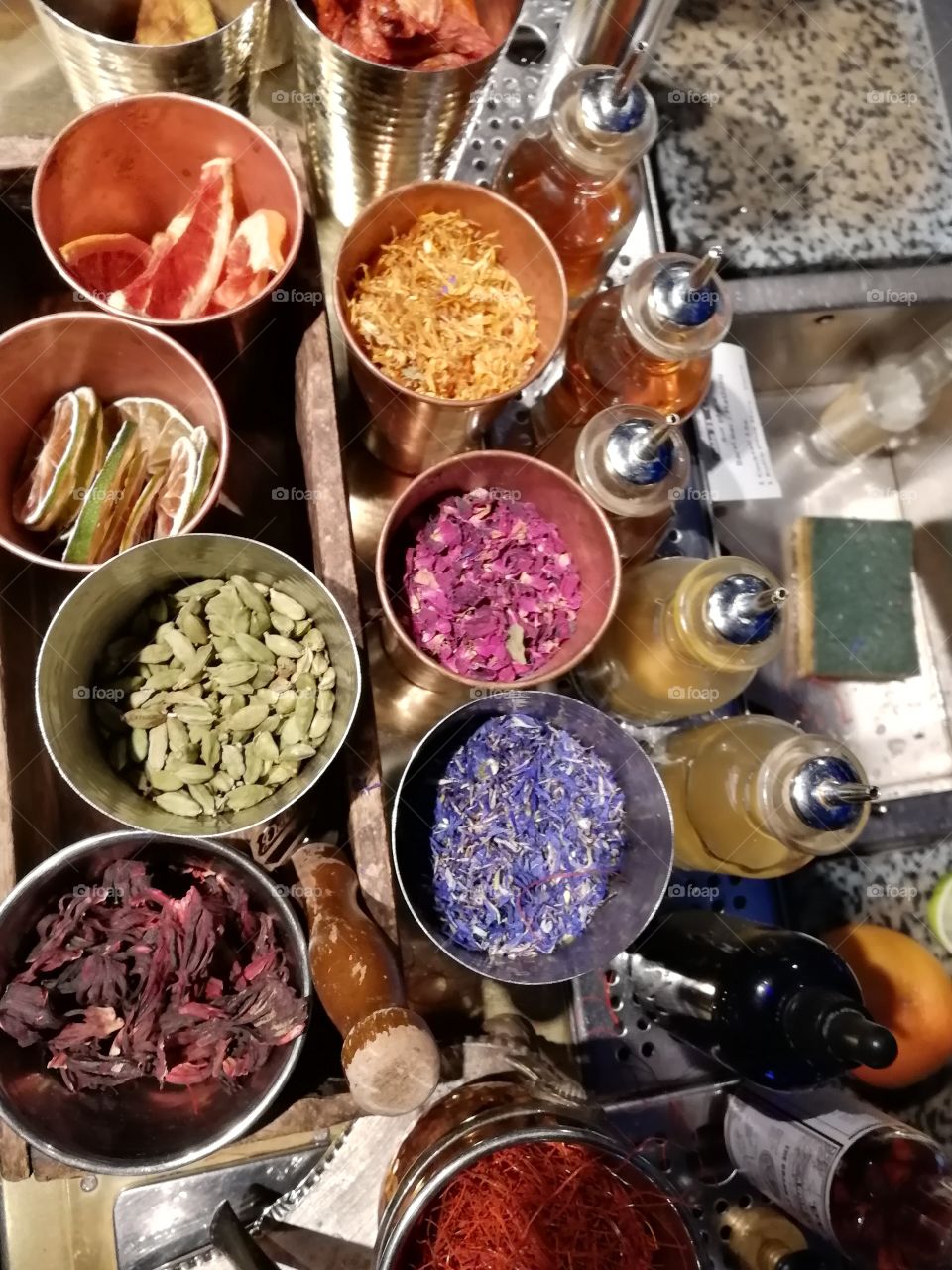 Indian spices roses lavander cardamome citrus mixology Asian drink infusion tea